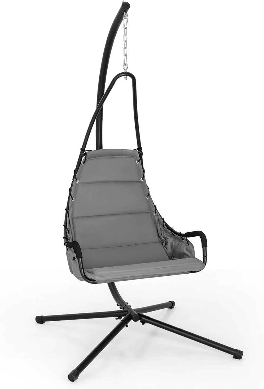 Hammock Swing Chair with Stand Grey Padded Seat Metal