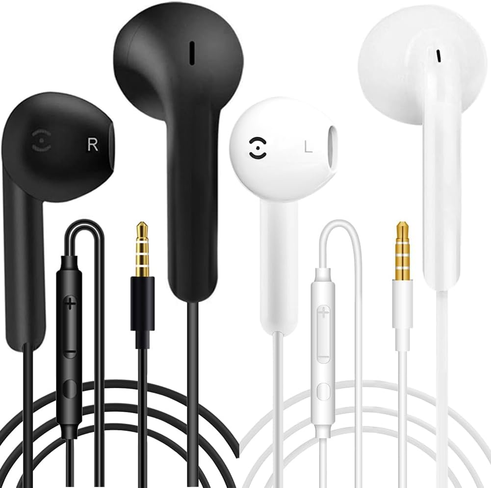 2 Pack Wired Earbuds In Ear Headphones Mic 3.5mm Jack Noise Isolating