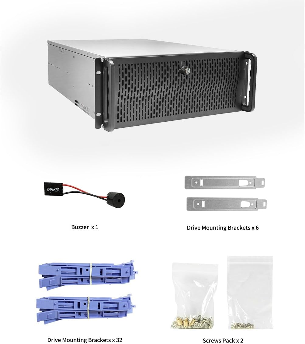 4U Rackmount Server Case E ATX 15 Bay HDD High Airflow Chassis