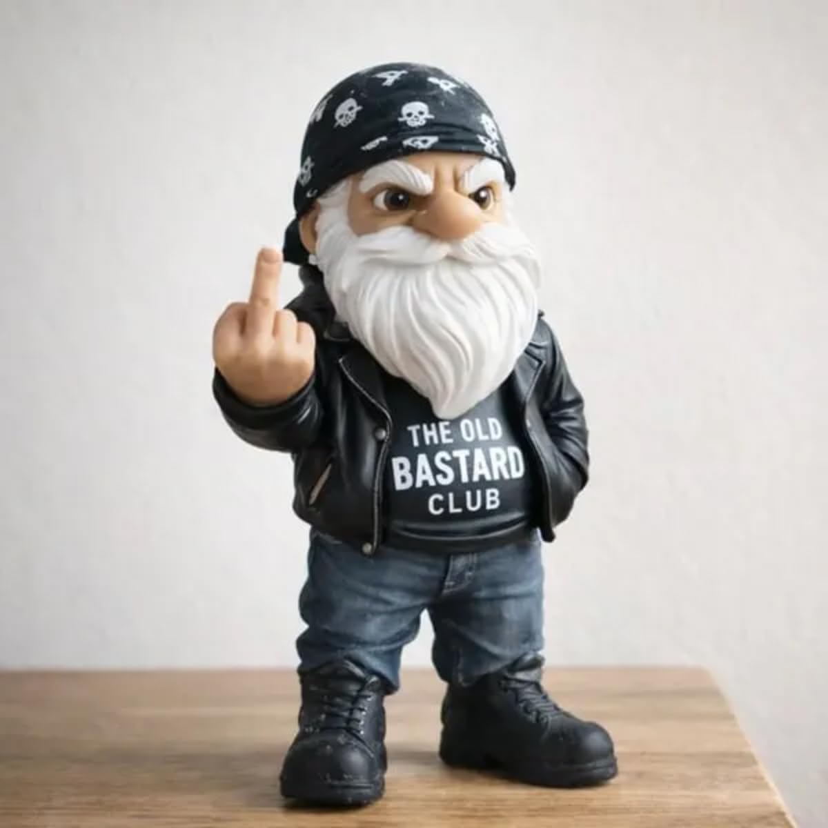 Funny Grumpy Old Man Gnome Middle Finger Statue Man Cave Decor