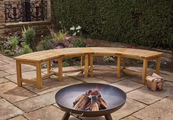 Curved Wooden Garden Bench 150cm Oak Outdoor Seat