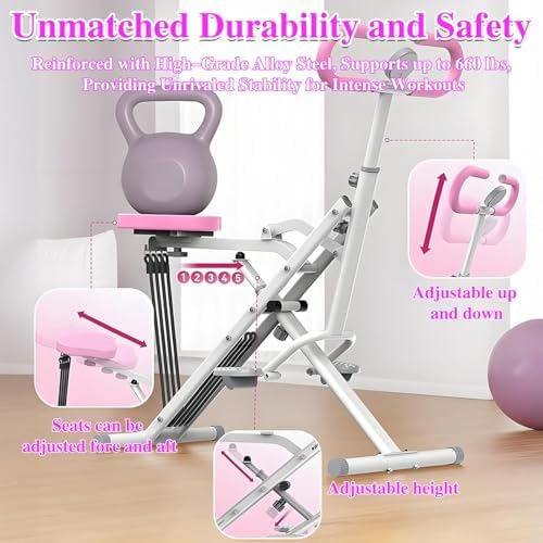 2 in 1 Squat Machine Row Trainer Foldable Home Gym Glutes Legs Core