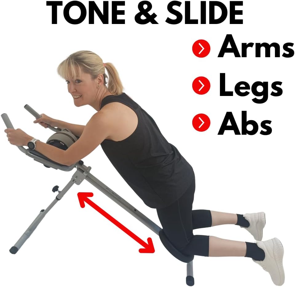 Folding Ab Trainer Machine Crunch Roller Core Workout w LCD