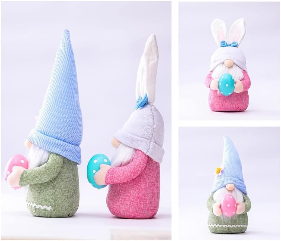 Easter Bunny Gnome Set Plush Rabbit Gonks Home Decor Gift