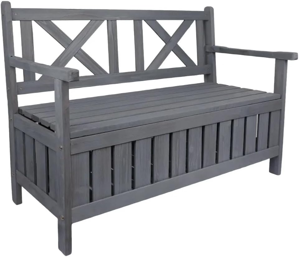 Wooden Garden Storage Bench 165cm Outdoor Patio Seat Box