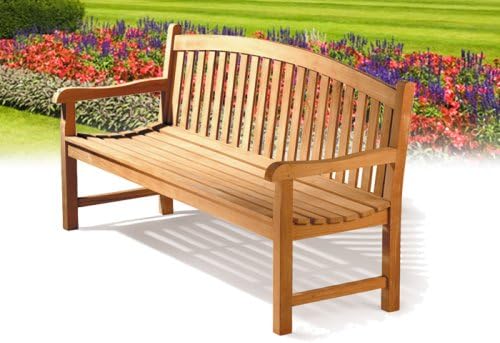 5ft Teak Garden Bench 3 Seater Curved Back Outdoor Patio Seat