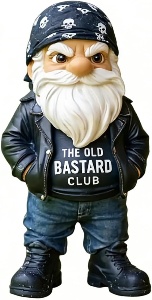 Funny Grumpy Old Man Gnome Middle Finger Statue Man Cave Decor
