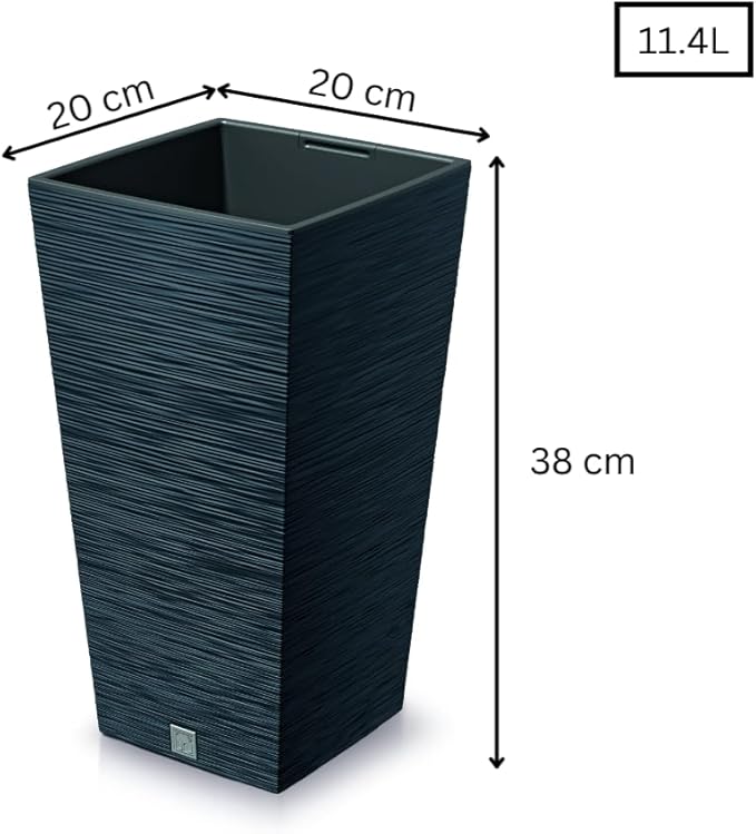 Set of 2 Tall Square Planters Anthracite Modern Indoor Outdoor Pots