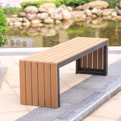 Outdoor Garden Bench Backless Wood Metal Patio Porch Seat 120cm