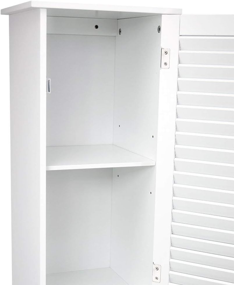 Tall Bathroom Storage Cabinet White Shutter Door Unit