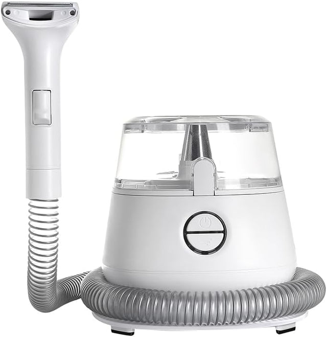 Pet Grooming Vacuum Clipper Kit 5 Brush Heads 1.2L White