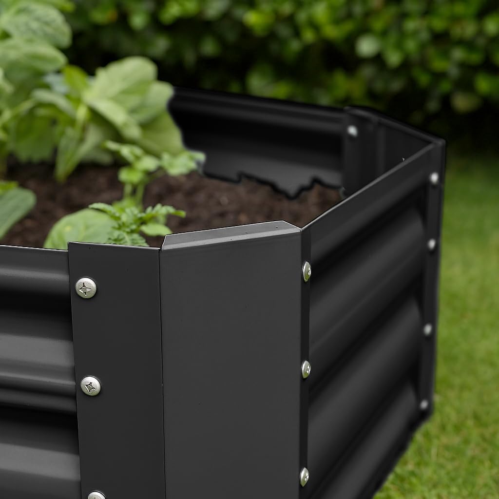 Raised Garden Bed 120cm Metal Planter Anthracite Steel 2 Pack