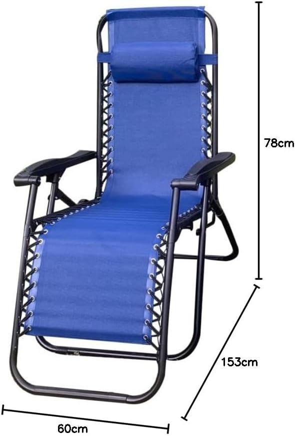 Set of 2 Zero Gravity Reclining Chairs Blue Cushions