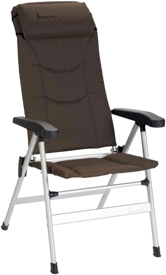 Luxury Reclining Camping Chair High Back Brown