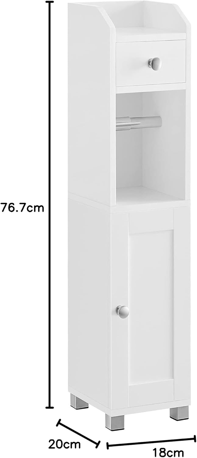 Small Bathroom Storage Cabinet Toilet Roll Holder White