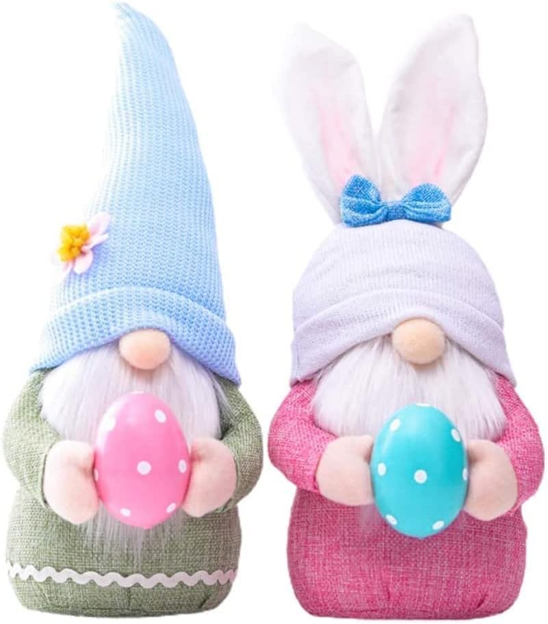 Easter Bunny Gnome Set Plush Rabbit Gonks Home Decor Gift