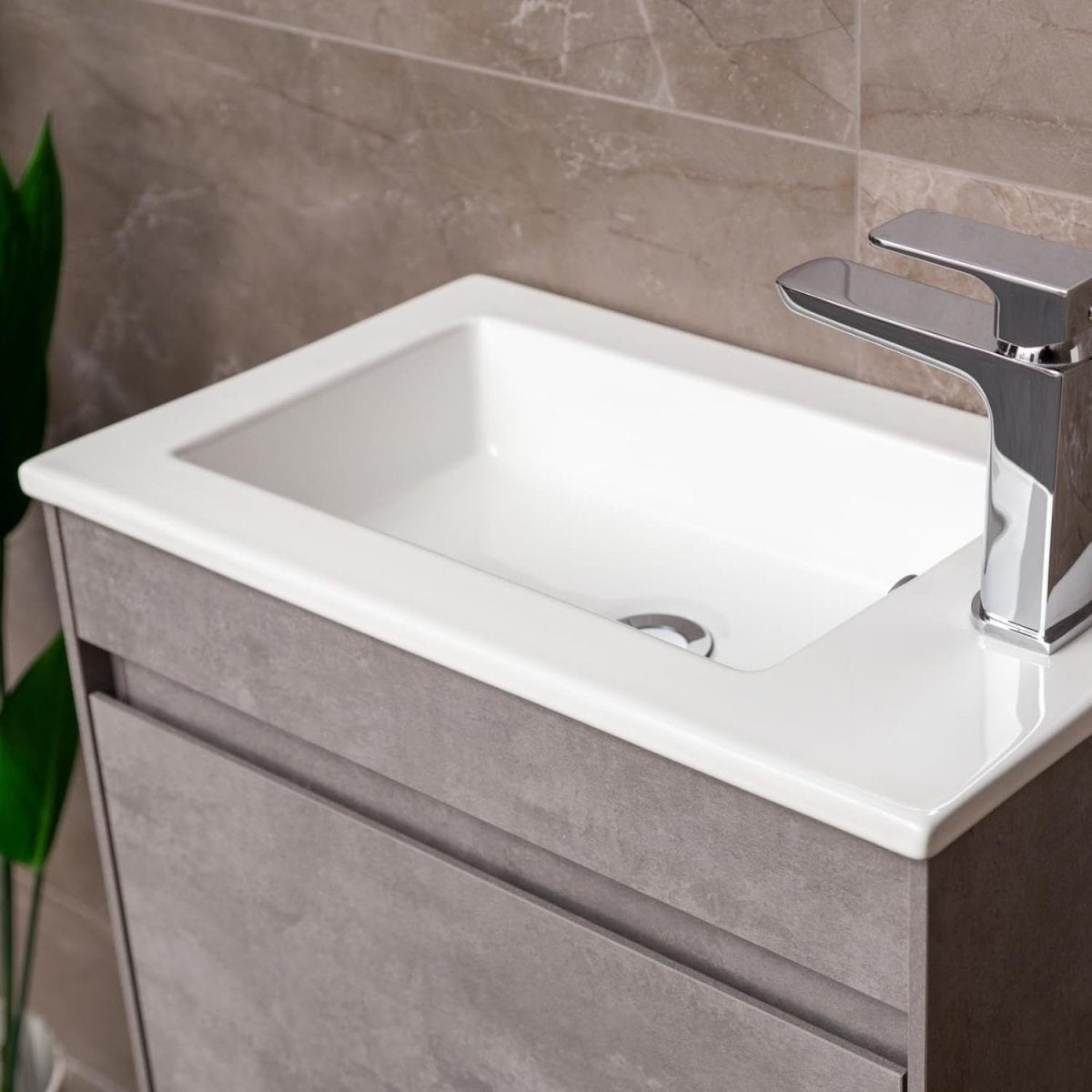 550mm Grey Floor Standing Vanity Unit with Ceramic Basin & Soft Close Door - Kwikley