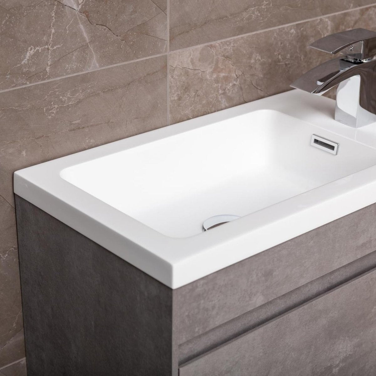 550mm Grey Floor Standing Vanity Unit with Polymarble Basin & Soft Close Door - Kwikley