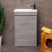 550mm Grey Floor Standing Vanity Unit with Polymarble Basin & Soft Close Door - Kwikley