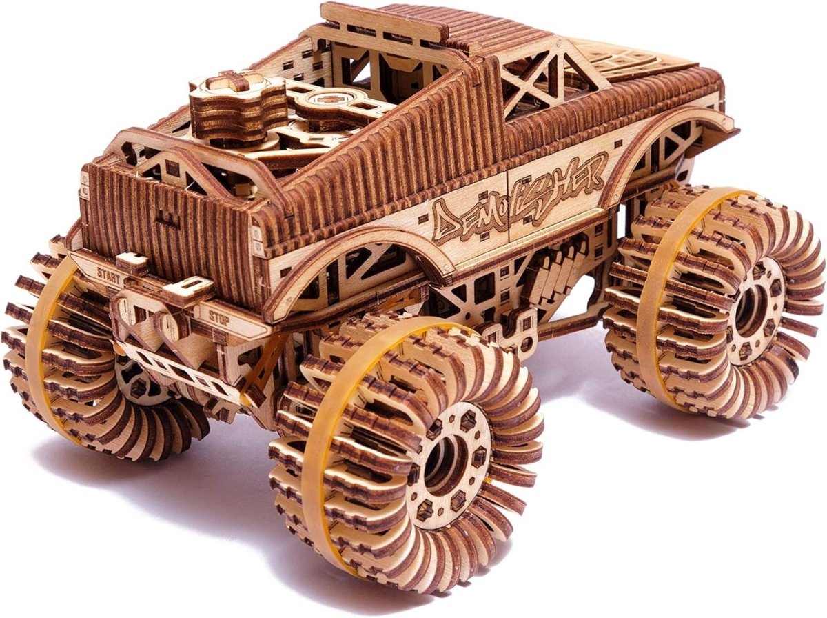 556pc Monster Truck 3D Wooden Puzzle Mechanical DIY Model Kit Build - Kwikley