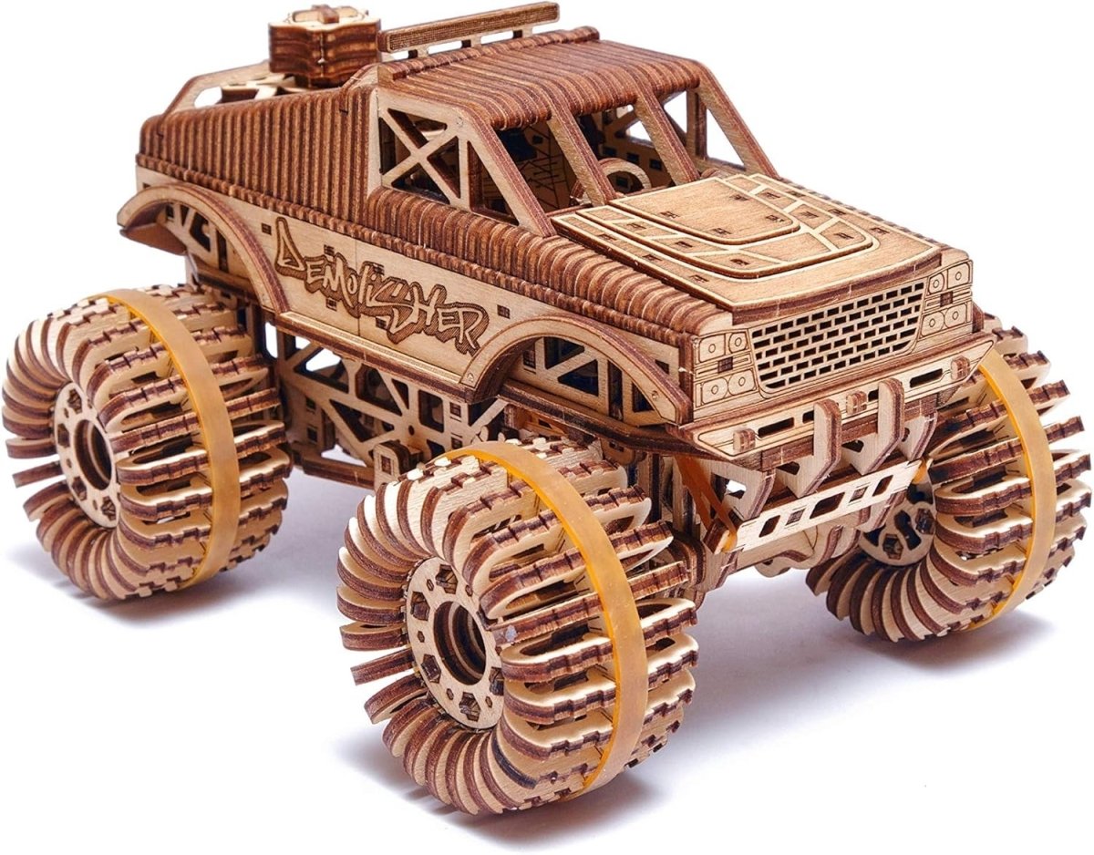 556pc Monster Truck 3D Wooden Puzzle Mechanical DIY Model Kit Build - Kwikley