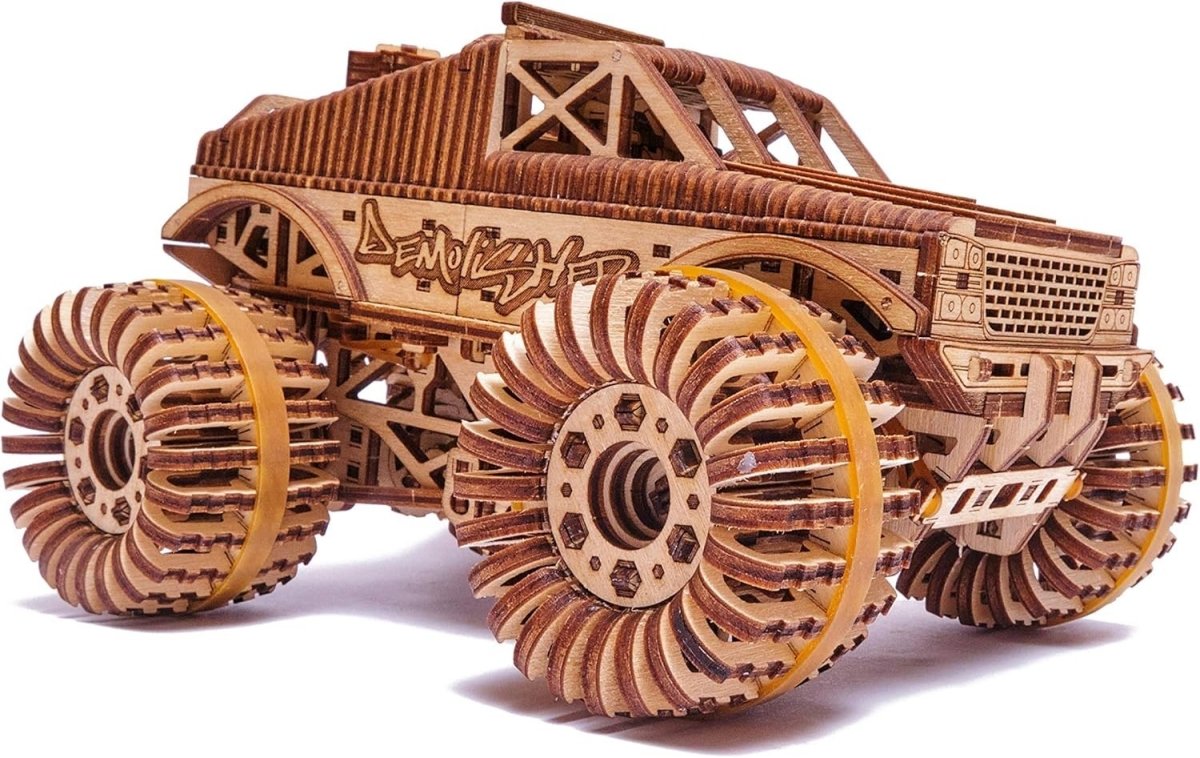 556pc Monster Truck 3D Wooden Puzzle Mechanical DIY Model Kit Build - Kwikley