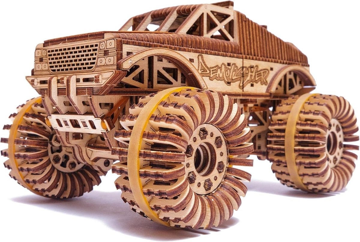556pc Monster Truck 3D Wooden Puzzle Mechanical DIY Model Kit Build - Kwikley