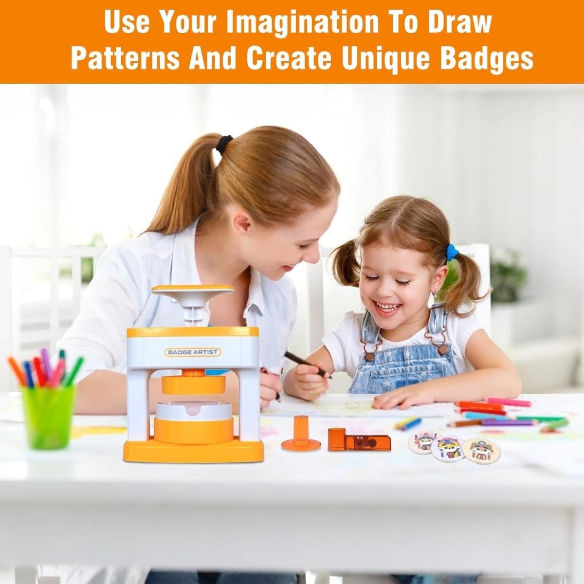 55mm Button Badge Maker Press Kit DIY Pin Machine for Kids Crafts - Kwikley