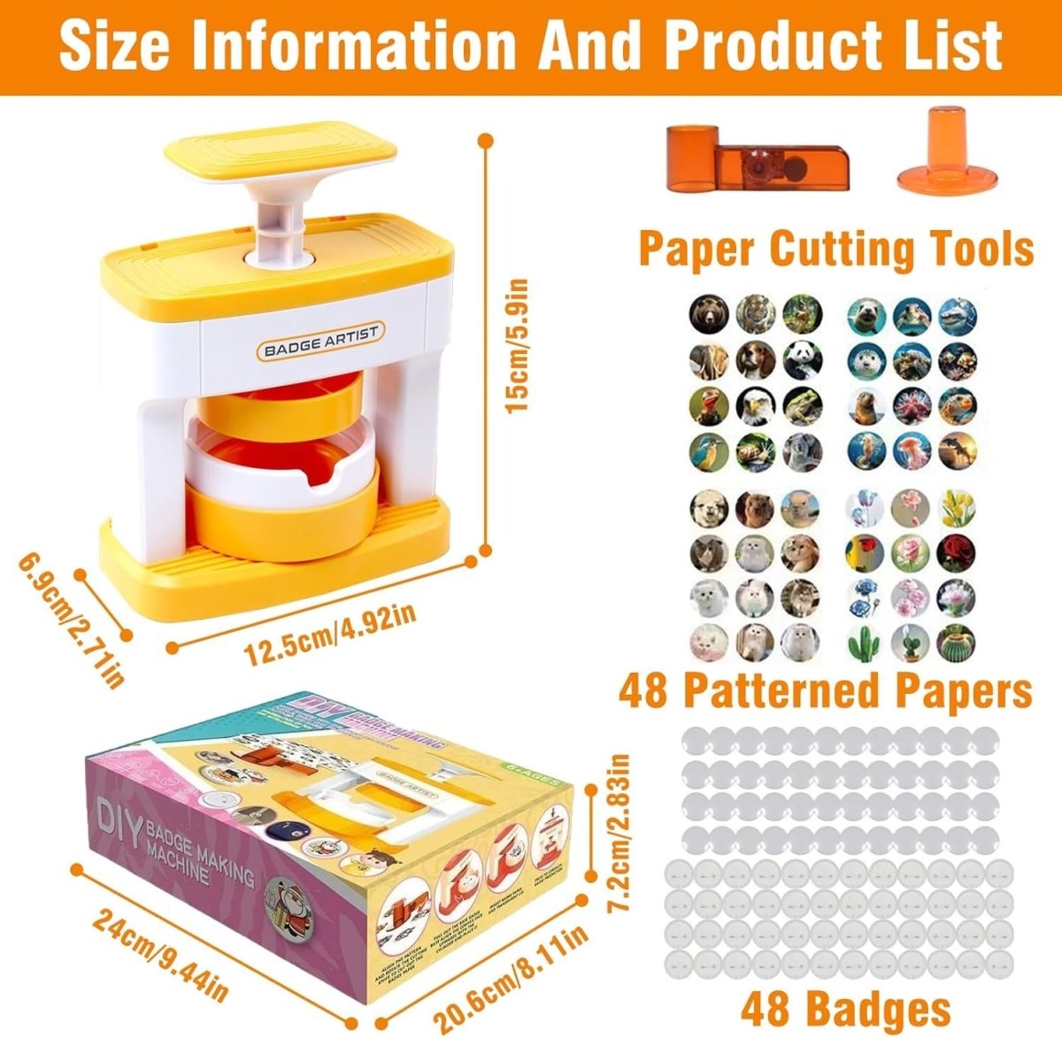 55mm Button Badge Maker Press Kit DIY Pin Machine for Kids Crafts - Kwikley