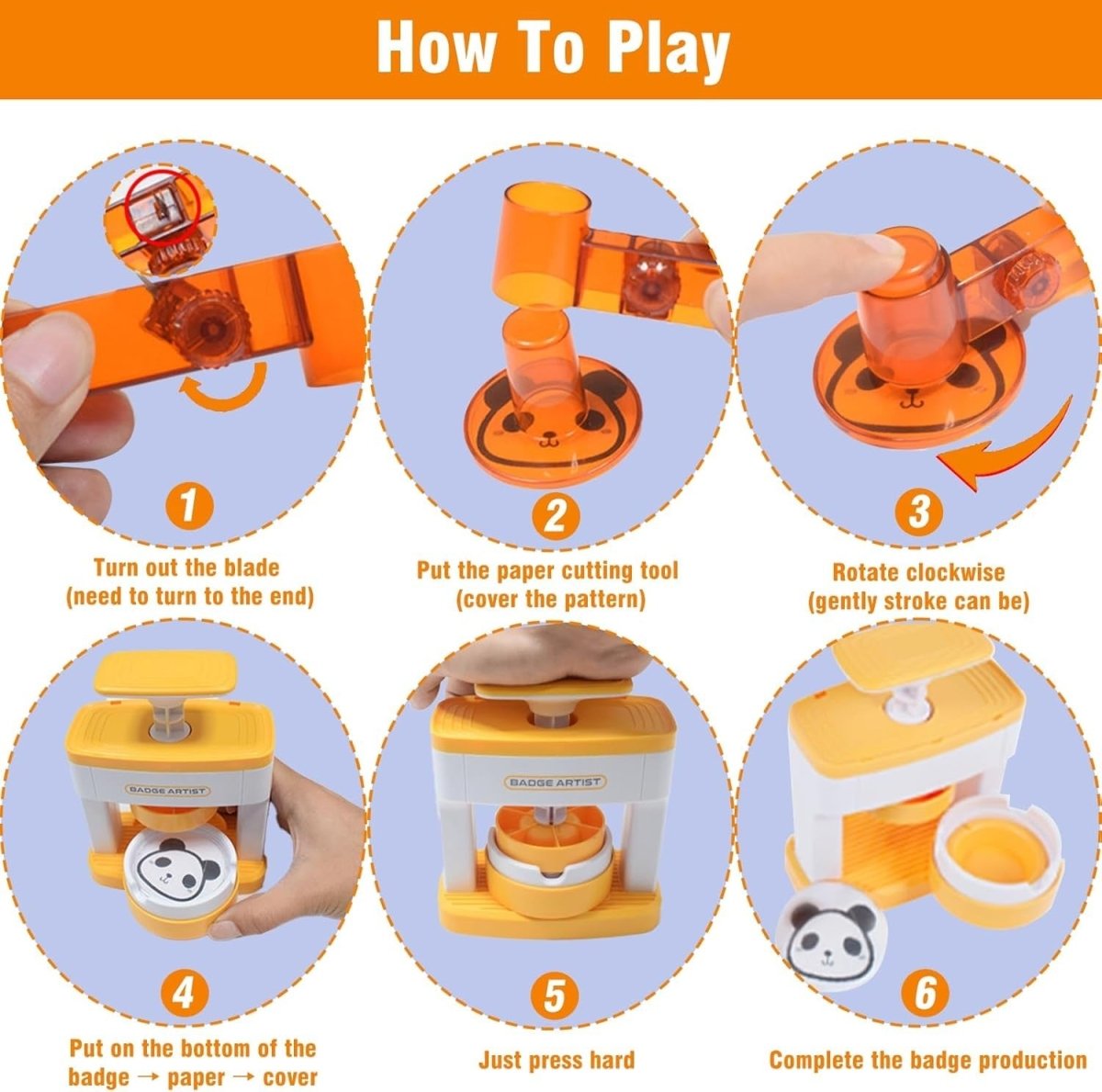 55mm Button Badge Maker Press Kit DIY Pin Machine for Kids Crafts - Kwikley