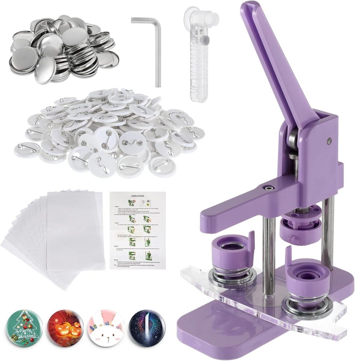 58mm Badge Button Maker Press Kit Magnetic Pin DIY Button Machine Set - Kwikley