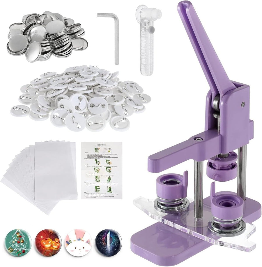 58mm Badge Button Maker Press Kit Magnetic Pin DIY Button Machine Set - Kwikley