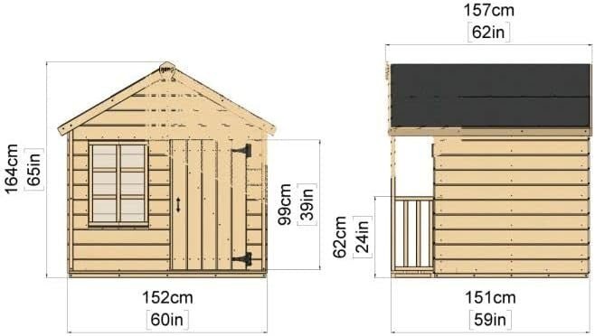 5FT x 5FT Wooden Kids Playhouse Outdoor Garden Wendy House - Kwikley