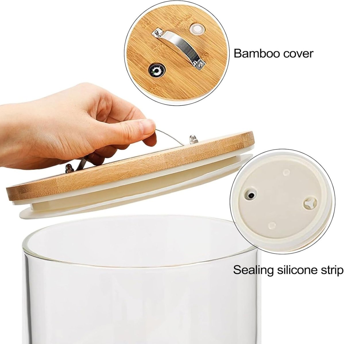 5L Glass Rice Dispenser Airtight Bamboo Stand Cereal Bin - Kwikley