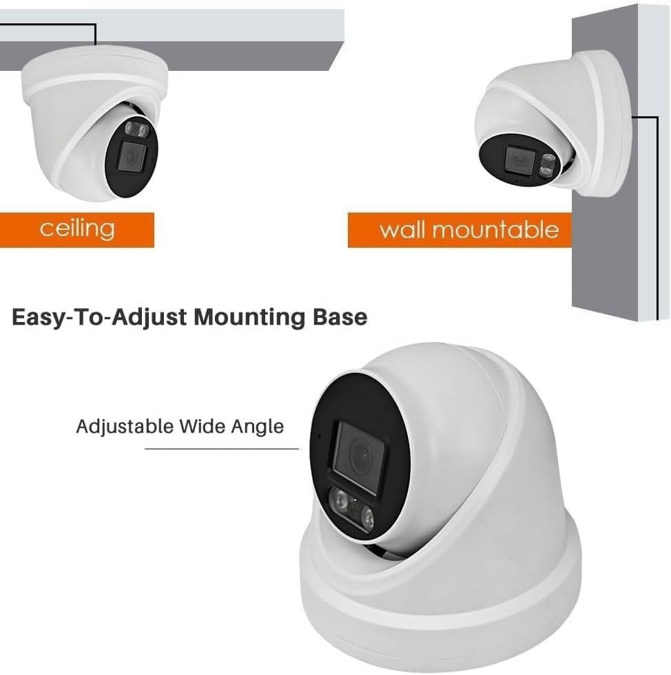 5MP 3K CCTV Dome Camera Audio Full Colour Night Vision IP66 Outdoor - Kwikley