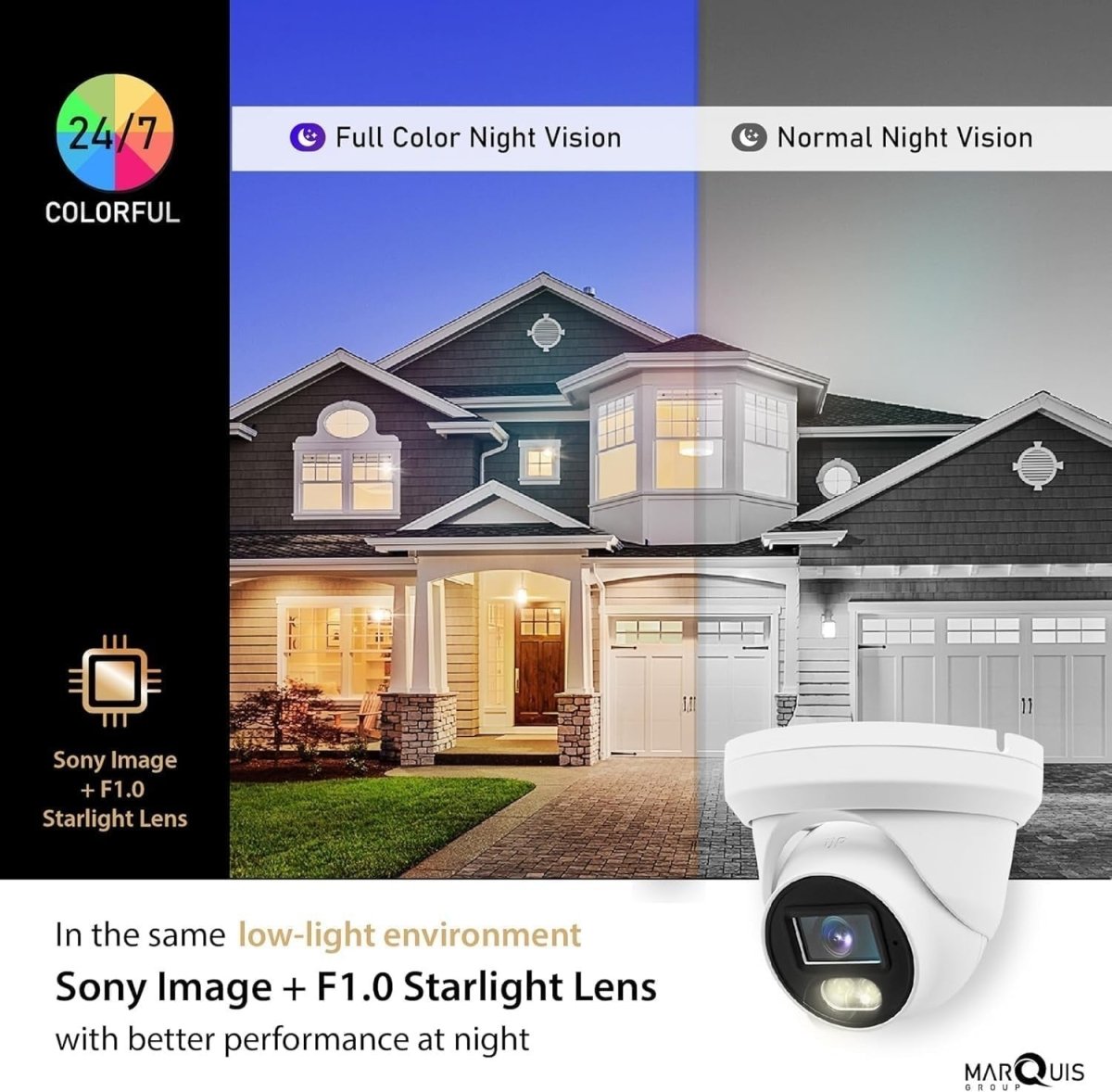 5MP 3K CCTV Dome Camera Audio Full Colour Night Vision IP66 Outdoor - Kwikley