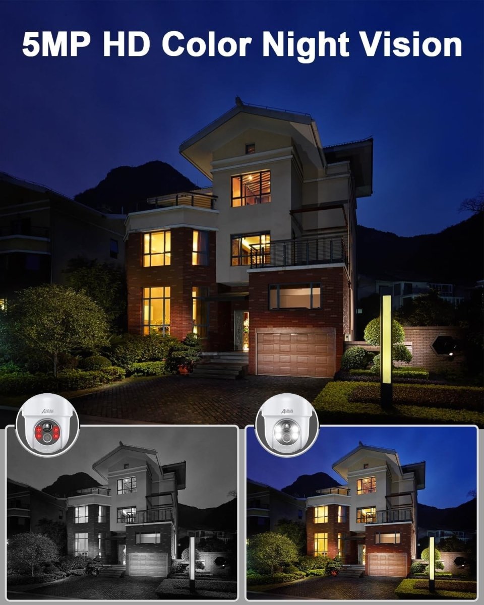 5MP Solar Security Camera Wireless Outdoor 360° PTZ Color Night Vision - Kwikley