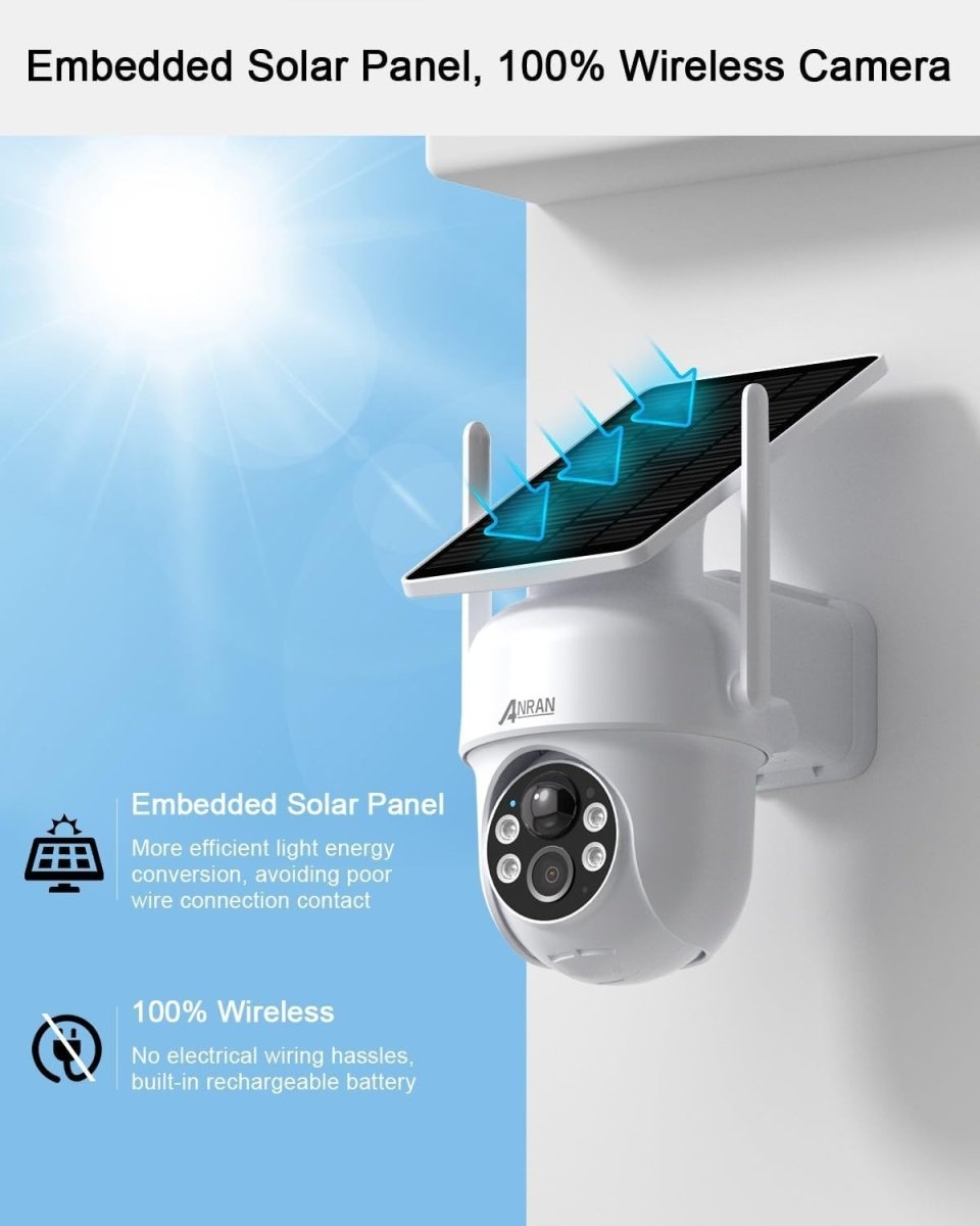 5MP Solar Security Camera Wireless Outdoor 360° PTZ Color Night Vision - Kwikley