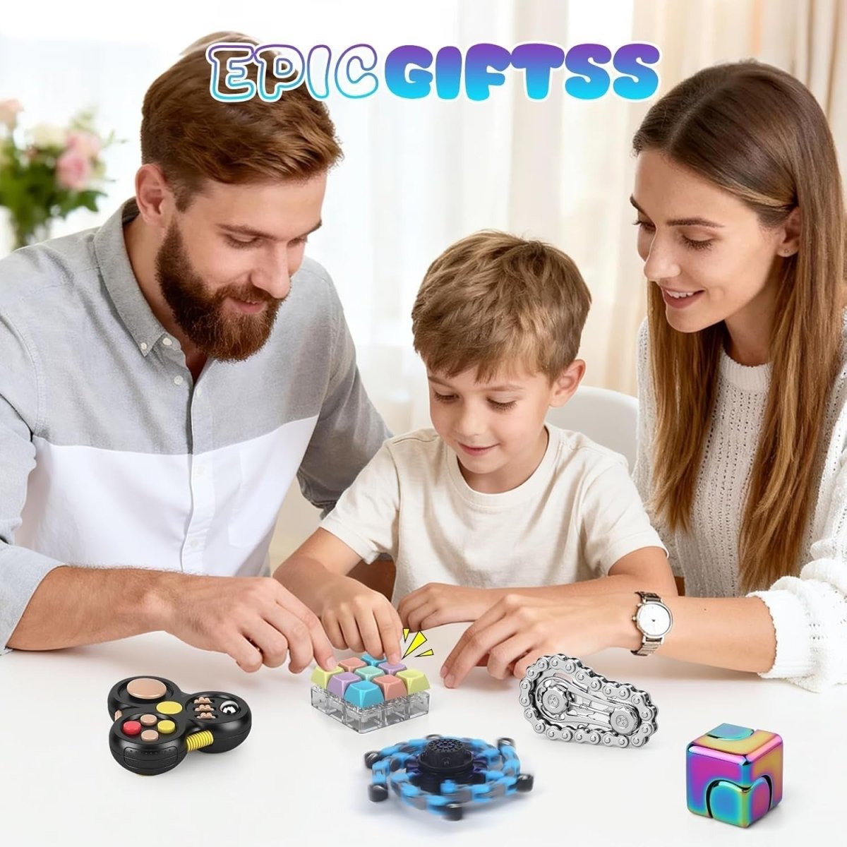 5pcs Fidget Spinner Chain Cube Set Stress Relief ADHD Focus Toys - Kwikley