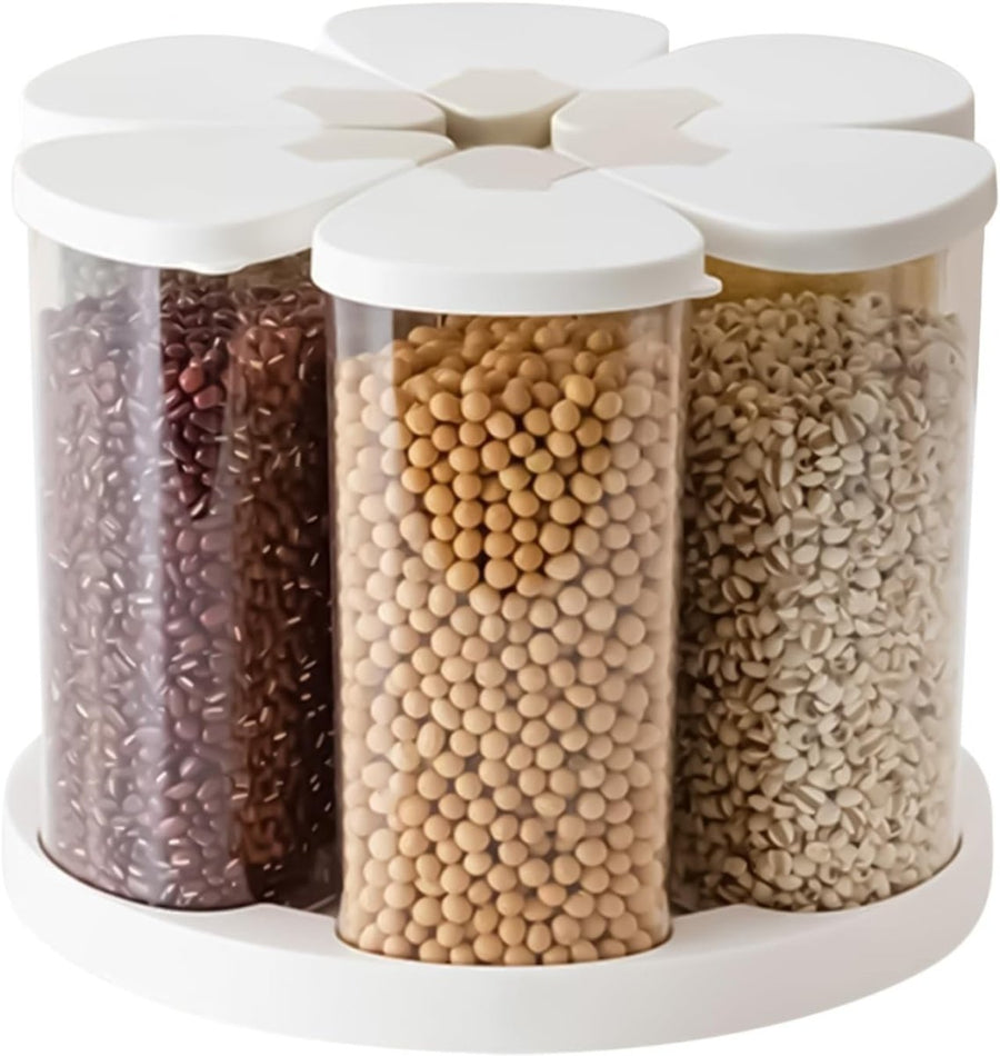 6 Grid Rotating Rice Dispenser Airtight Grain Cereal Storage Bin - Kwikley