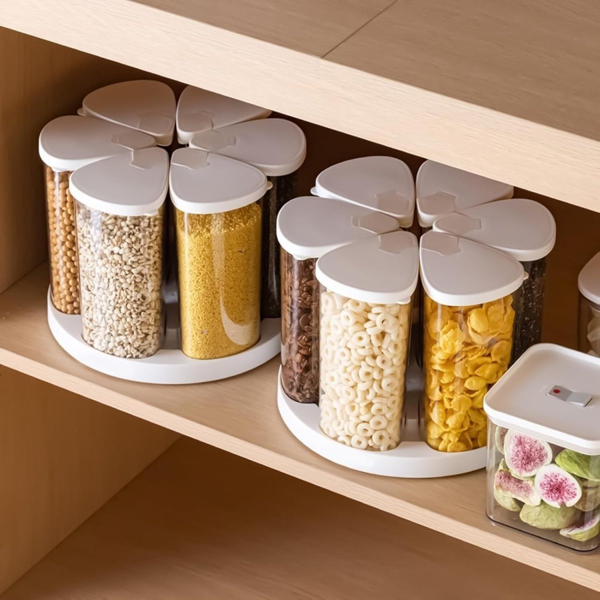 6 Grid Rotating Rice Dispenser Airtight Grain Cereal Storage Bin - Kwikley