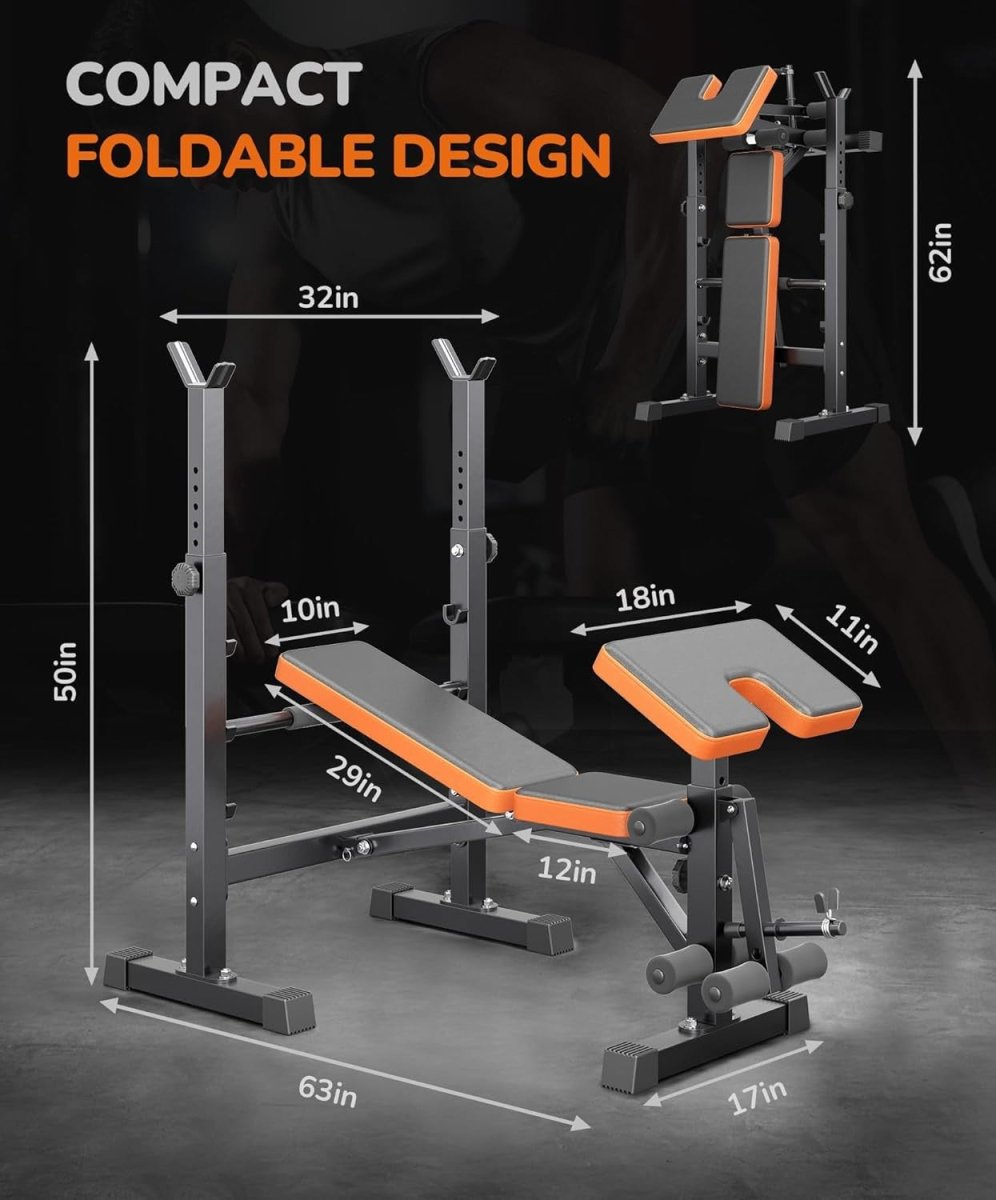 6-in-1 Home Gym Weight Bench Set With Squat Rack Leg Press 660lb - Kwikley