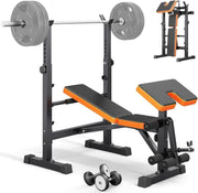 6-in-1 Home Gym Weight Bench Set With Squat Rack Leg Press 660lb - Kwikley