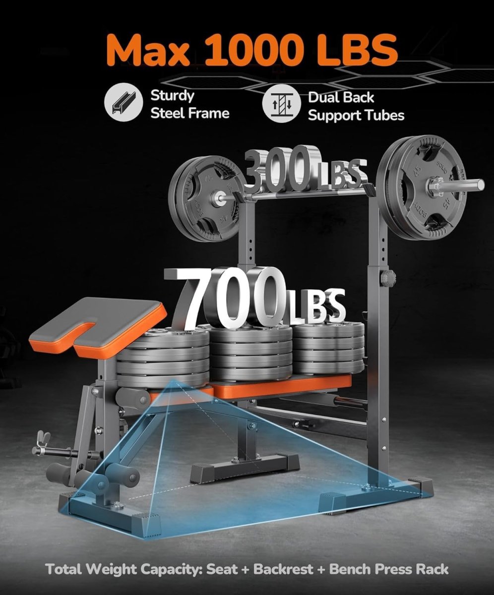 6-in-1 Home Gym Weight Bench Set With Squat Rack Leg Press 660lb - Kwikley