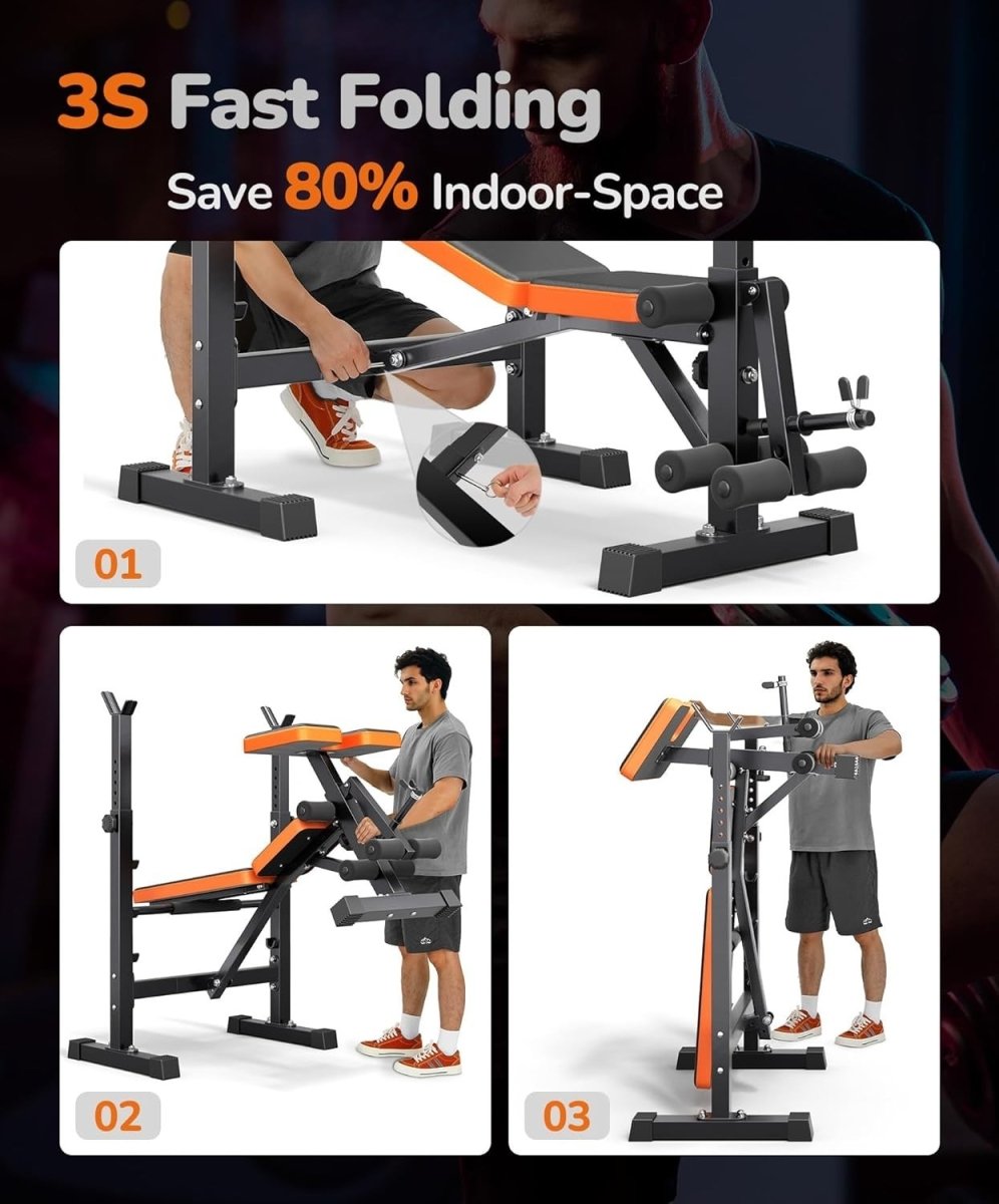 6-in-1 Home Gym Weight Bench Set With Squat Rack Leg Press 660lb - Kwikley