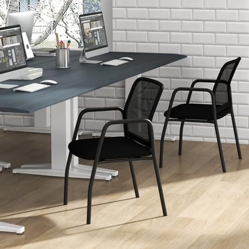 6 Mesh Office Guest Chairs Padded Seat Metal Frame Waiting Room Set - Kwikley