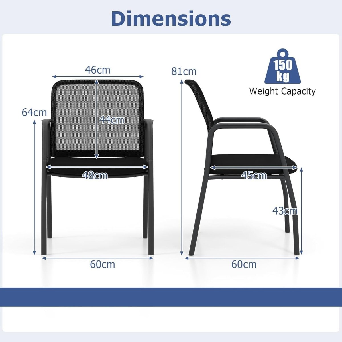 6 Mesh Office Guest Chairs Padded Seat Metal Frame Waiting Room Set - Kwikley