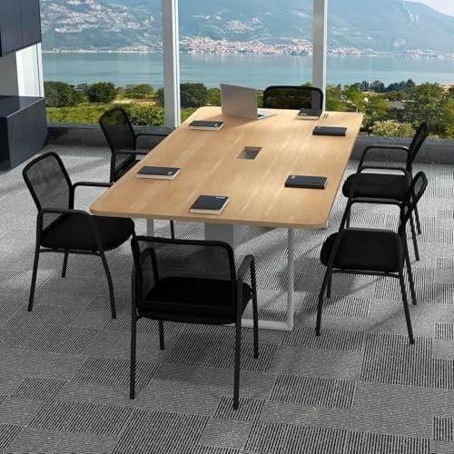 6 Mesh Office Guest Chairs Padded Seat Metal Frame Waiting Room Set - Kwikley