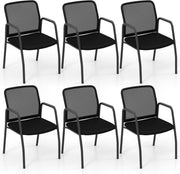 6 Mesh Office Guest Chairs Padded Seat Metal Frame Waiting Room Set - Kwikley