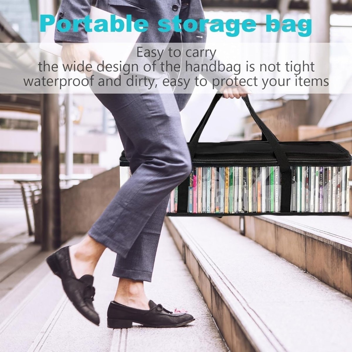 6 Pack DVD Storage Bags Clear Media Organizer Cases w Handles Zip - Kwikley